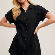 BLUIVY BUTTON UP SHIRT DRESS WITH POCKET