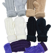JC SUNNY Reversible Twisted & Sherpa Fleece Mittens