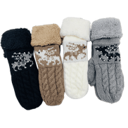 Reversible Reindeer & Sherpa Fleece Mittens