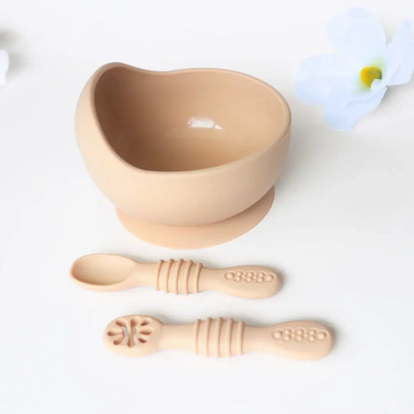 Baby bliss Suction Bowl & Training Spoons - Almond