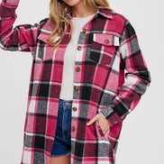 BLUIVY FLANNEL PLAID LONGLINE SHACKET