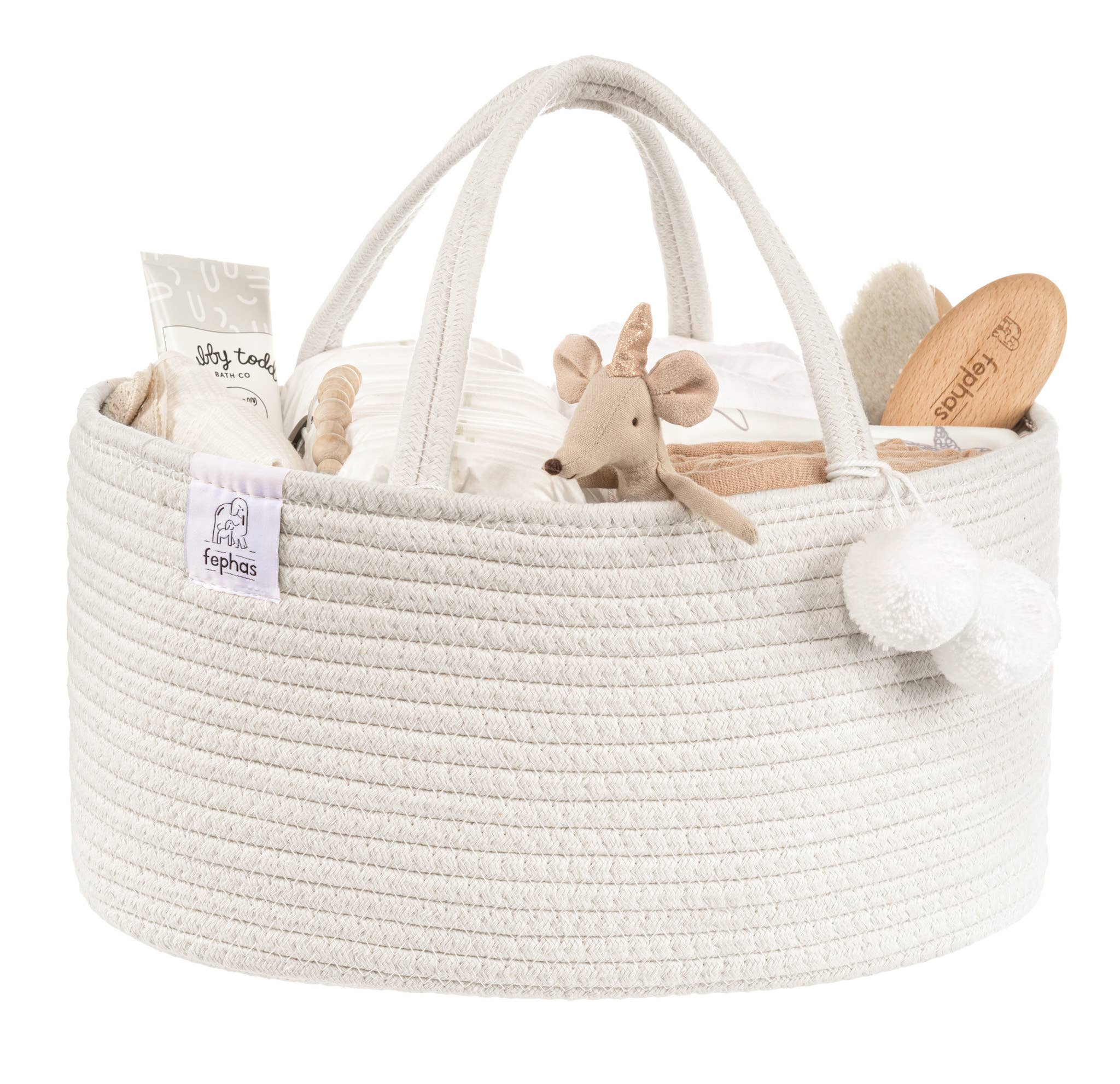 FEPHAS Rope Diaper Caddy- Off-white