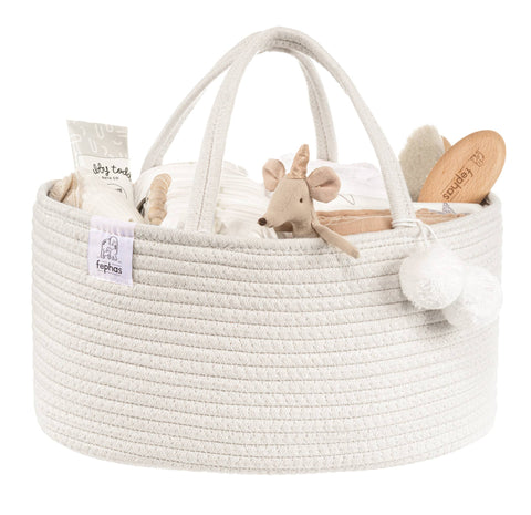 FEPHAS Rope Diaper Caddy- Off-white