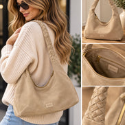 RISA KATE WEAVE SUEDE SHOULDER BAG