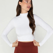 C'EST MOI BAMBOO LS CROP MOCK NECK TOP