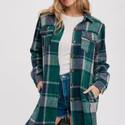 BLUIVY FLANNEL PLAID LONGLINE SHACKET