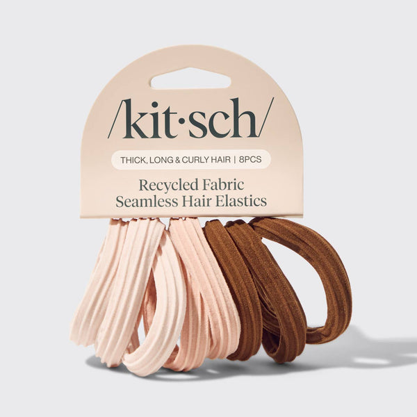 KITSCH Recycled Seamless Hair Elastics 8pc Set- Rosewood