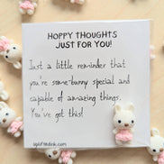 UNLIFTED INK Hoppy Thoughts Uplifting Mini Card with Bunny Figurine