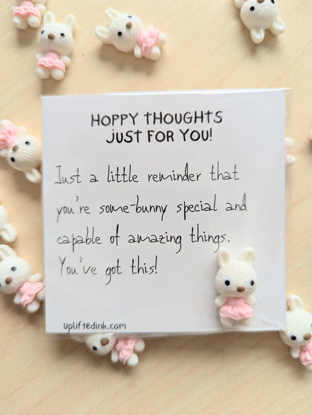 UNLIFTED INK Hoppy Thoughts Uplifting Mini Card with Bunny Figurine