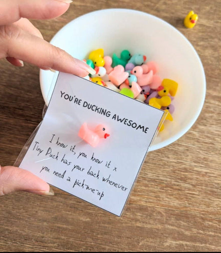 UNLIFTED INK Ducking Awesome Card & Duck Figurine with Message Option