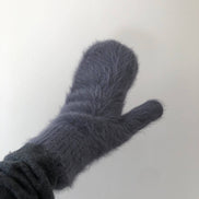 BILLY BAMBOO FLUFFY ANGORA MITTENS - neutral