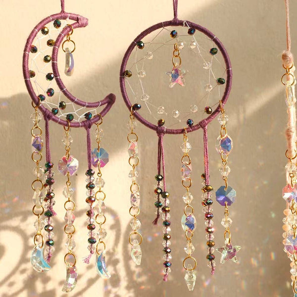 Crystolver Woven round/moon Suncatcher Hanging