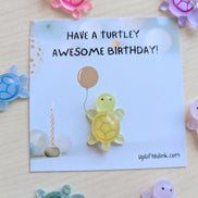 UNLIFTED INK Mini Birthday Card with Glow-in-the-Dark Turtle Cute balloon