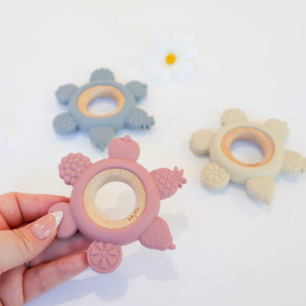 Baby Bliss Fruit Teether Ring - Dusty Rose