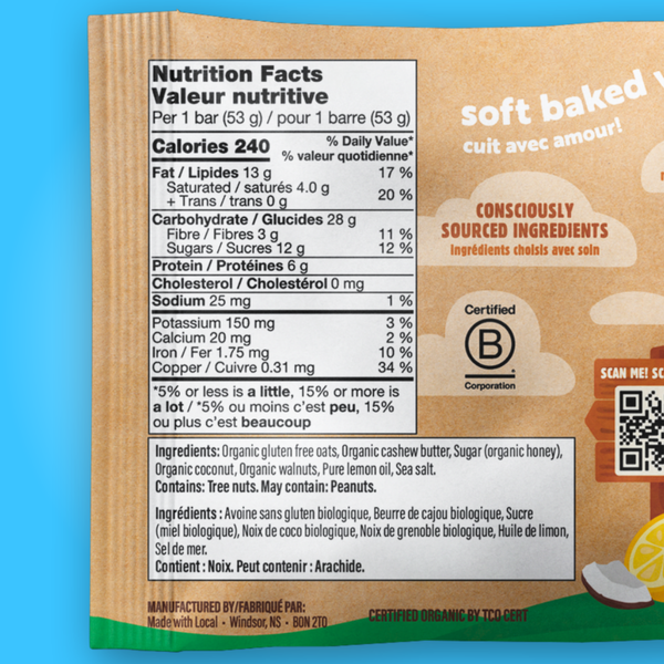 MADE WITH LOCAL Lemon Square | Organic Real Food Bar