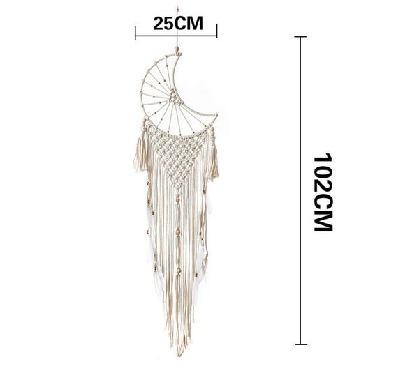 Crystolver Moon Macrame Wall Hanging  Dreamcatcher