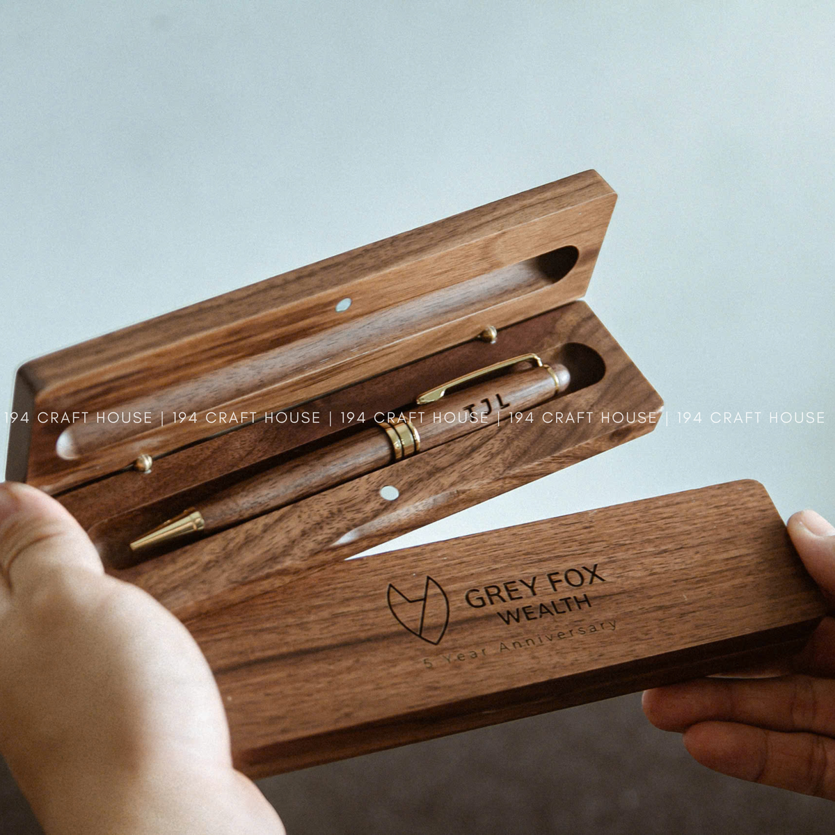 Walnut Wooden Ballpoint Pens & Case Set - Office Gifts