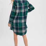 BLUIVY FLANNEL PLAID LONGLINE SHACKET