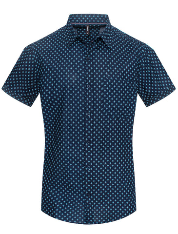MPS-3014 Diamond Motif Cotton-Blend Casual Shirt