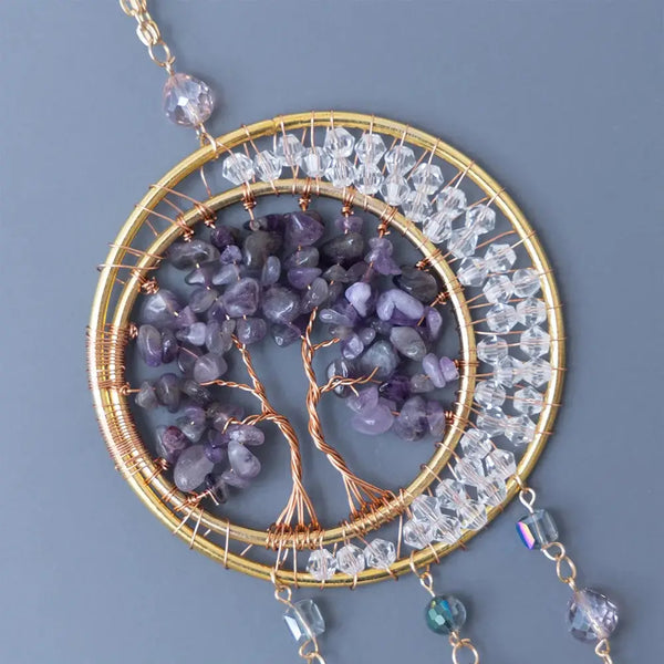 Crystolver Amethyst Tree of Life Beaded Hanging