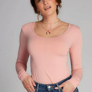 C'EST MOI BAMBOO LS SCOOP NECK TOP