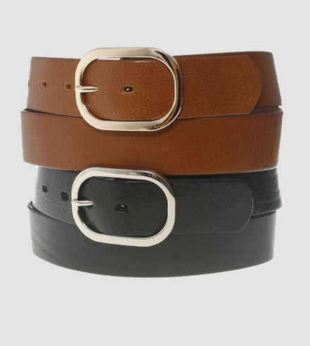 MEDIKE LEATHER NICKEL BUCKLE BELT