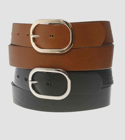 MEDIKE LEATHER NICKEL BUCKLE BELT