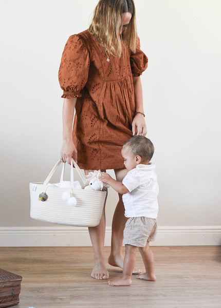 FEPHAS Rope Diaper Caddy- Off-white