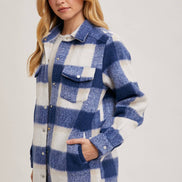 BLUIVY PLAID BRUSHED FLANNEL SHACKET