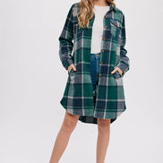 BLUIVY FLANNEL PLAID LONGLINE SHACKET