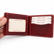 Men’s Full-Grain Crazy Leather Bifold Wallet with ID Window