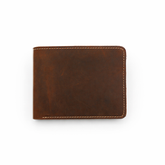 Men’s Full-Grain Crazy Leather Bifold Wallet with ID Window