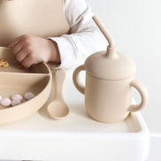 Baby bliss Sippy Cup with Straw, Spill-Proof & Anti-Stain - Almond