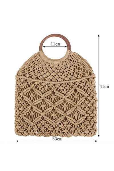 Hand Knitting Beach Straw Bag