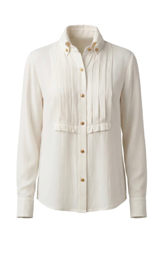 LIVERPOOL LS TUXEDO WOVEN TOP W HIGH COLLAR