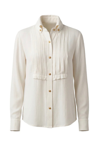LIVERPOOL LS TUXEDO WOVEN TOP W HIGH COLLAR