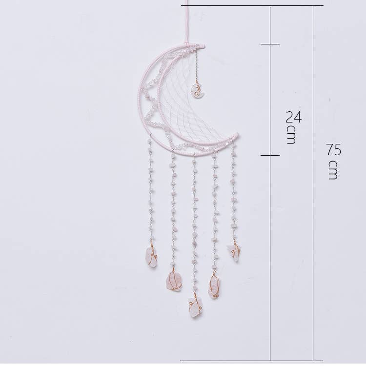 Crystolver 75cm Crystal Agate Large Moon Dream Catcher