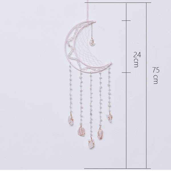 Crystolver 75cm Crystal Agate Large Moon Dream Catcher