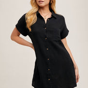 BLUIVY BUTTON UP SHIRT DRESS WITH POCKET