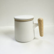Japanese Wave Ceramic Tea Mug with Infuser & Lid