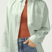 SILVER Relaxed Button-Up Beach Shirt -SAGE GREEN