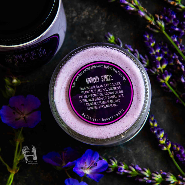 Badgerface Lavender Body Scrub. Lavender Sugar Scrub. Natural Scrub.