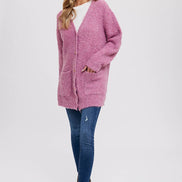 BLUIVY BUTTONED BOUCLE CARDIGAN