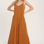 BLUIVY CRISS-CROSS BACK WIDE LEG JUMPSUIT
