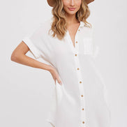 BLUIVY BUTTON UP SHIRT DRESS WITH POCKET