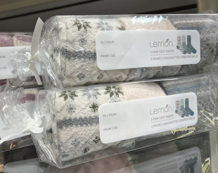 LEMON NON TERRY TOOTSIE ROLL FOAM CREW 3PK SOCKS