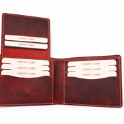 Men’s Full-Grain Crazy Leather Bifold Wallet with ID Window