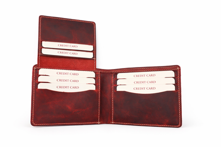 Men’s Full-Grain Crazy Leather Bifold Wallet with ID Window