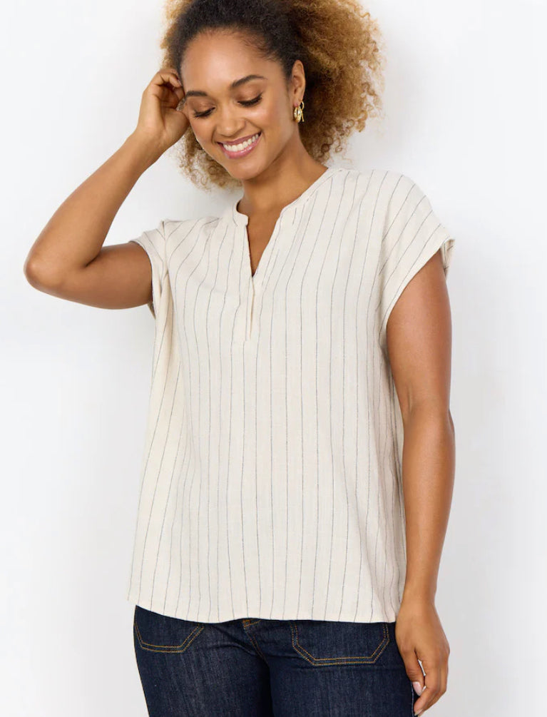 SOYA CONCEPT POULA STRIPE LINEN TOP