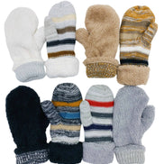 JC SUNNY Reversible Color Stripes & Sherpa Fleece Mittens